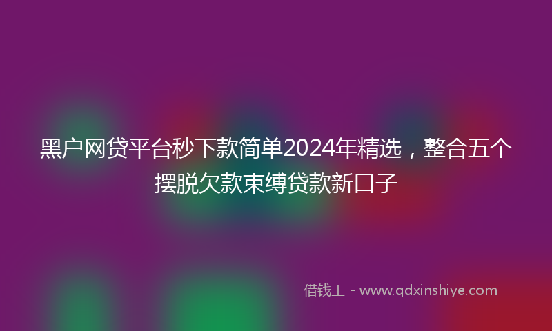黑户网贷平台秒下款简单2024年精选，整合五个摆脱欠款束缚贷款新口子