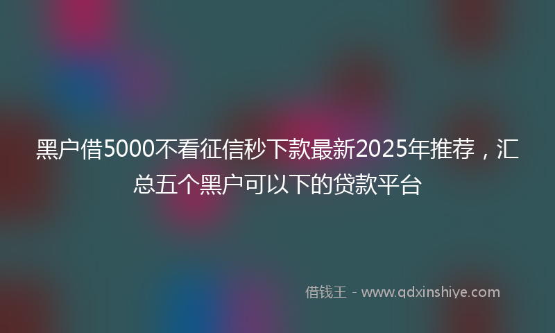 黑户借5000不看征信秒下款最新2025年推荐，汇总五个黑户可以下的贷款平台