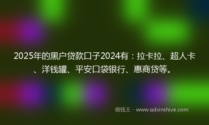 2025年的黑户贷款口子2024有：拉卡拉、超人卡、洋钱罐、平安口袋银行、惠商贷等。