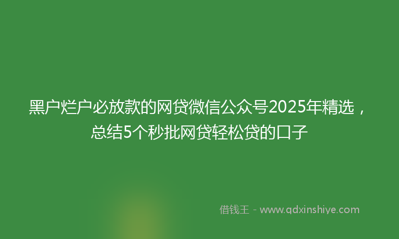 黑户烂户必放款的网贷微信公众号2025年精选，总结5个秒批网贷轻松贷的口子