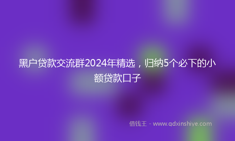 黑户贷款交流群2024年精选，归纳5个必下的小额贷款口子