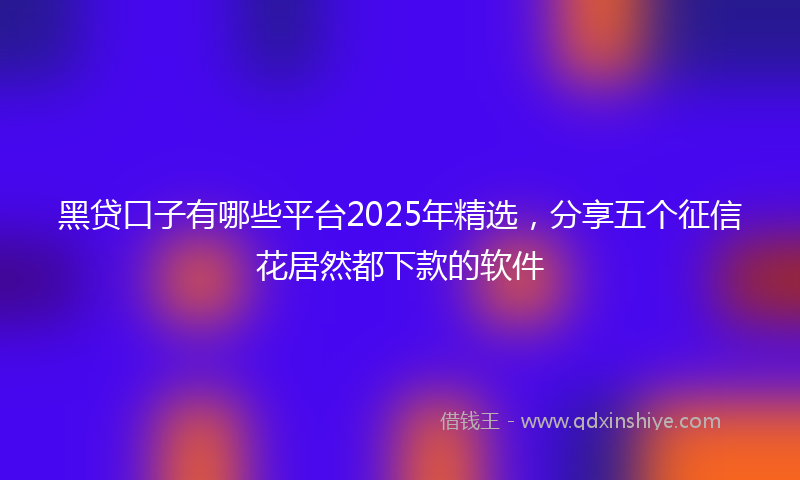 黑贷口子有哪些平台2025年精选，分享五个征信花居然都下款的软件