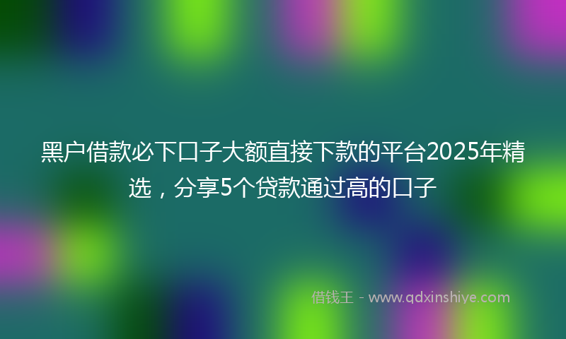 黑户借款必下口子大额直接下款的平台2025年精选，分享5个贷款通过高的口子
