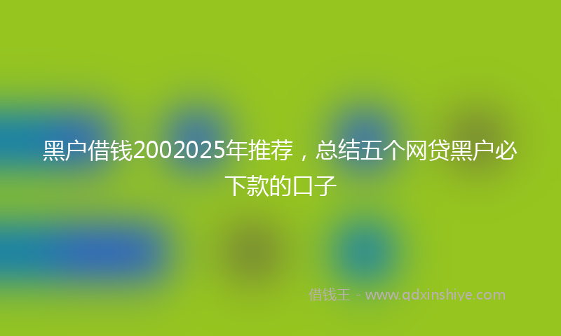 黑户借钱2002025年推荐，总结五个网贷黑户必下款的口子