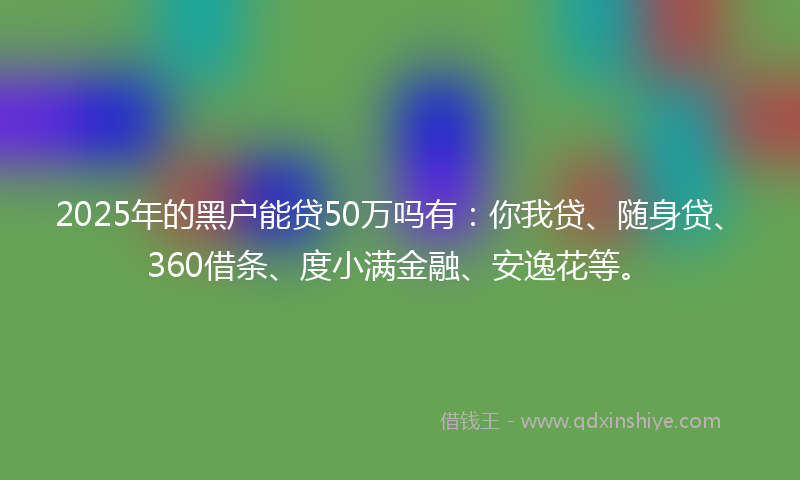 2025年的黑户能贷50万吗有：你我贷、随身贷、360借条、度小满金融、安逸花等。