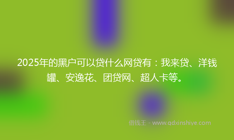 2025年的黑户可以贷什么网贷有：我来贷、洋钱罐、安逸花、团贷网、超人卡等。