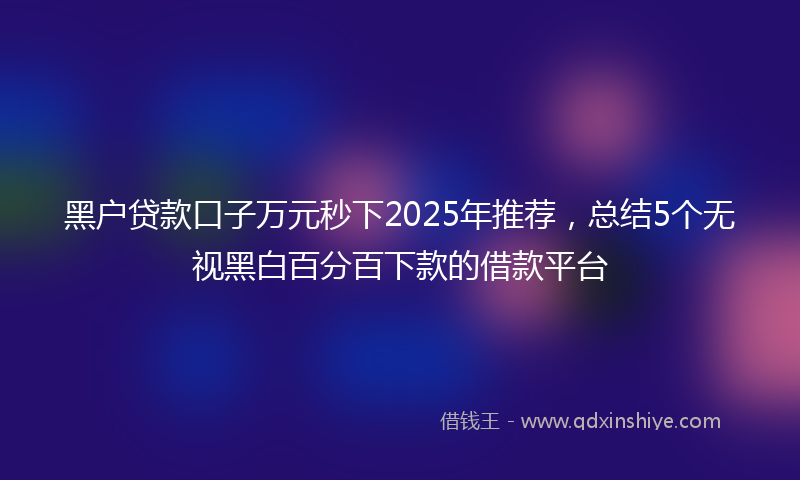 黑户贷款口子万元秒下2025年推荐，总结5个无视黑白百分百下款的借款平台