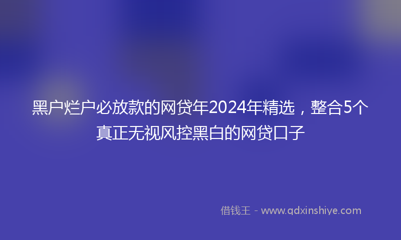黑户烂户必放款的网贷年2024年精选，整合5个真正无视风控黑白的网贷口子