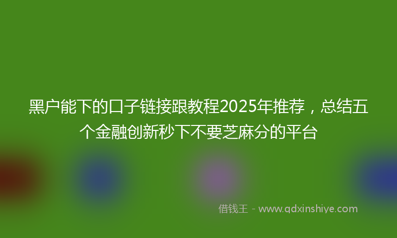 黑户能下的口子链接跟教程2025年推荐，总结五个金融创新秒下不要芝麻分的平台