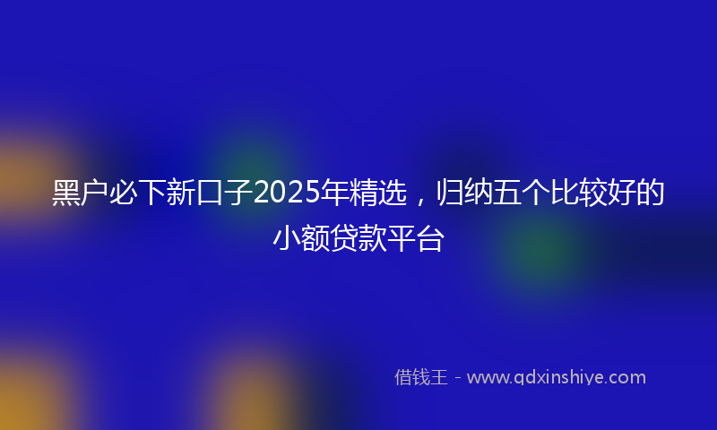 黑户必下新口子2025年精选，归纳五个比较好的小额贷款平台