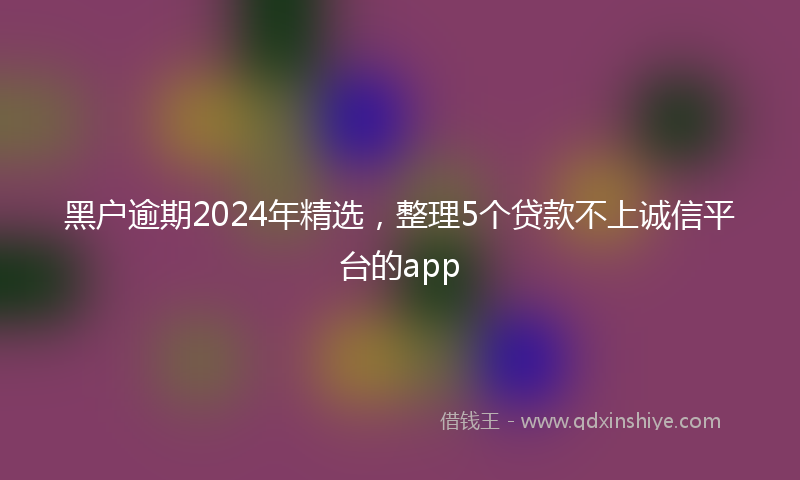 黑户逾期2024年精选，整理5个贷款不上诚信平台的app