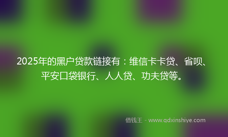 2025年的黑户贷款链接有：维信卡卡贷、省呗、平安口袋银行、人人贷、功夫贷等。