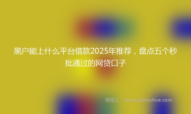 黑户能上什么平台借款2025年推荐，盘点五个秒批通过的网贷口子
