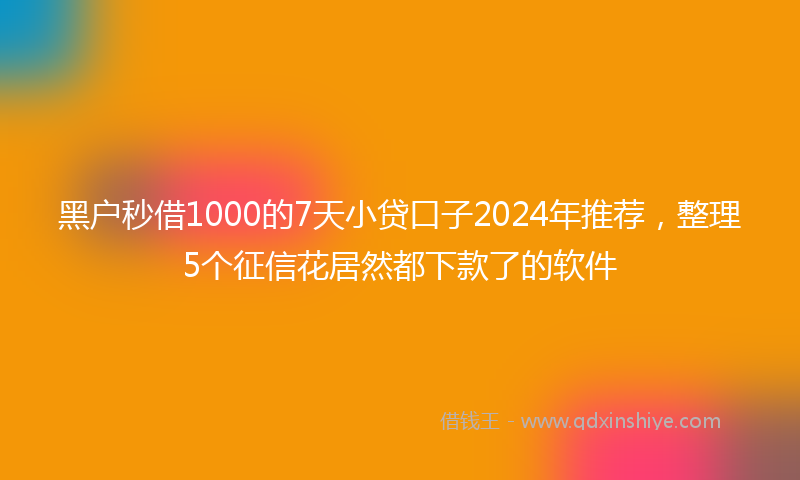黑户秒借1000的7天小贷口子2024年推荐，整理5个征信花居然都下款了的软件