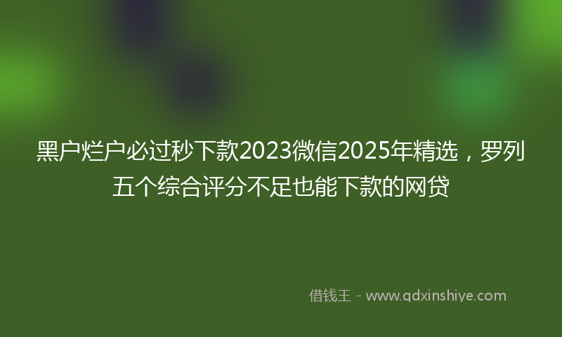 黑户烂户必过秒下款2023微信2025年精选，罗列五个综合评分不足也能下款的网贷