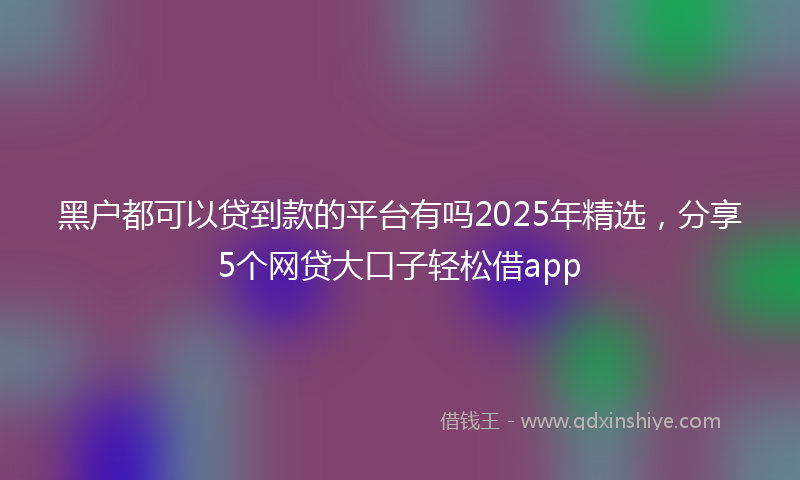 黑户都可以贷到款的平台有吗2025年精选，分享5个网贷大口子轻松借app