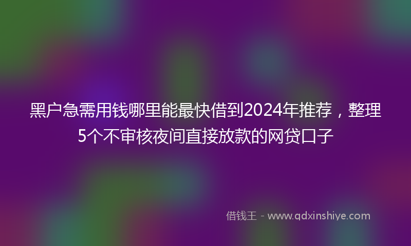 黑户急需用钱哪里能最快借到2024年推荐，整理5个不审核夜间直接放款的网贷口子