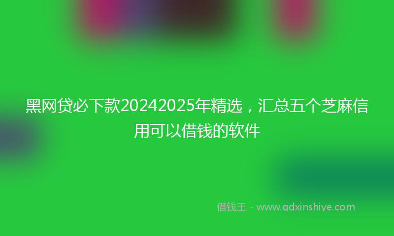 黑网贷必下款20242025年精选，汇总五个芝麻信用可以借钱的软件