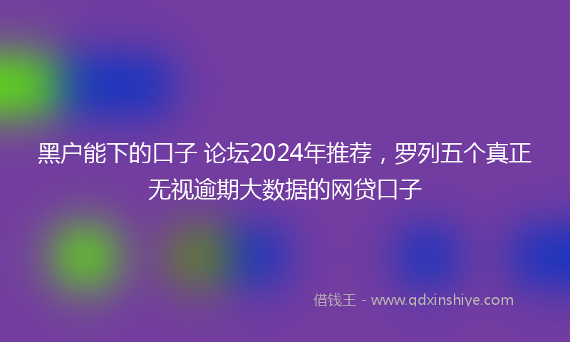 黑户能下的口子 论坛2024年推荐，罗列五个真正无视逾期大数据的网贷口子