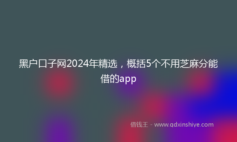 黑户口子网2024年精选，概括5个不用芝麻分能借的app