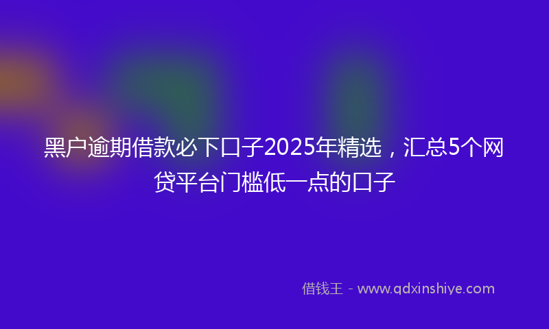黑户逾期借款必下口子2025年精选，汇总5个网贷平台门槛低一点的口子