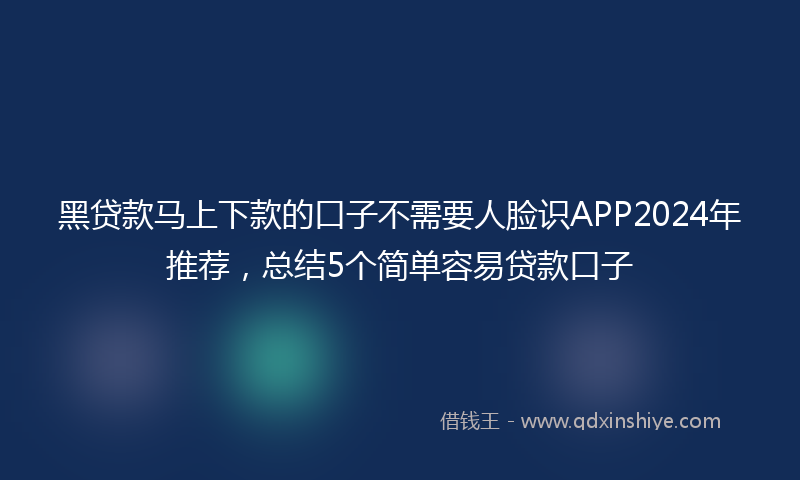 黑贷款马上下款的口子不需要人脸识APP2024年推荐，总结5个简单容易贷款口子