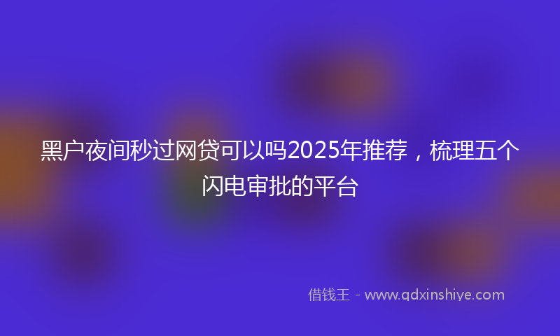 黑户夜间秒过网贷可以吗2025年推荐，梳理五个闪电审批的平台