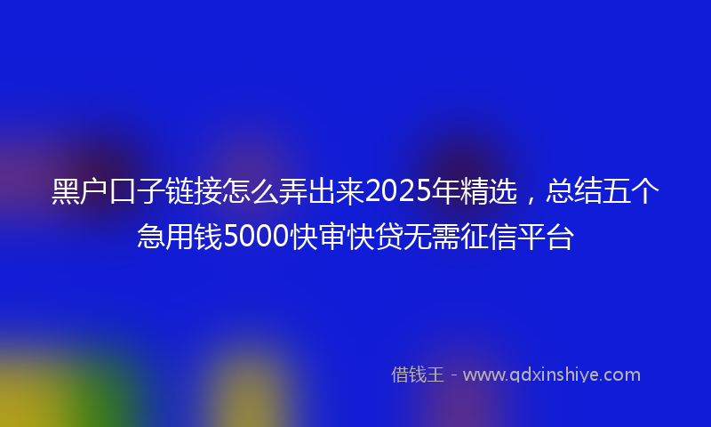 黑户口子链接怎么弄出来2025年精选，总结五个急用钱5000快审快贷无需征信平台