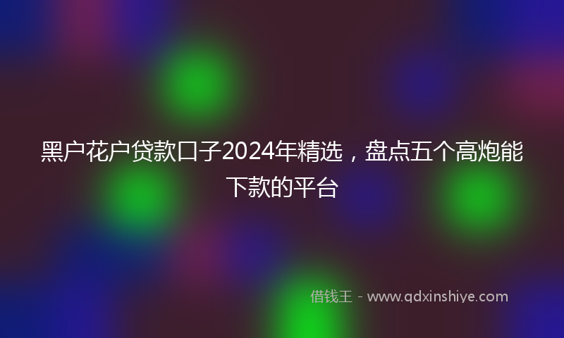 黑户花户贷款口子2024年精选，盘点五个高炮能下款的平台