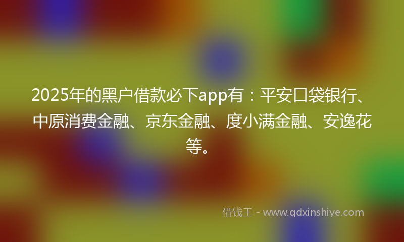 2025年的黑户借款必下app有：平安口袋银行、中原消费金融、京东金融、度小满金融、安逸花等。