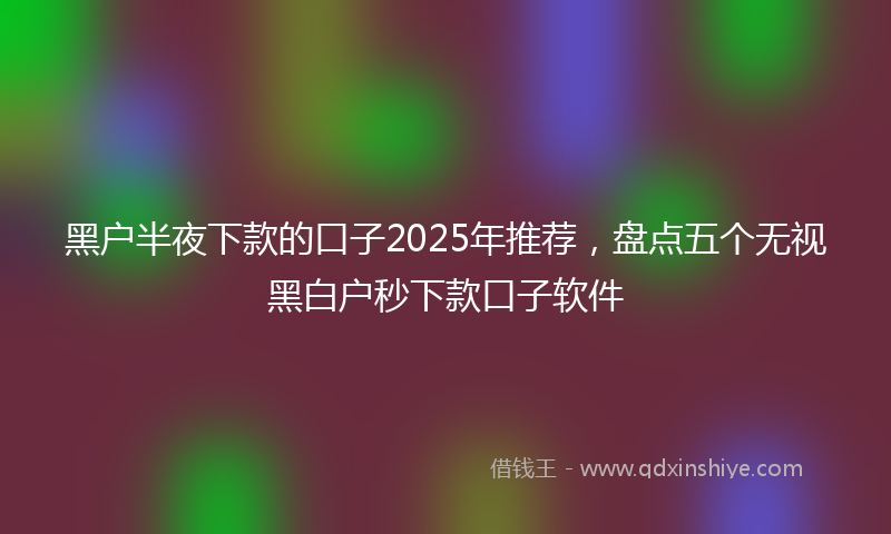 黑户半夜下款的口子2025年推荐，盘点五个无视黑白户秒下款口子软件