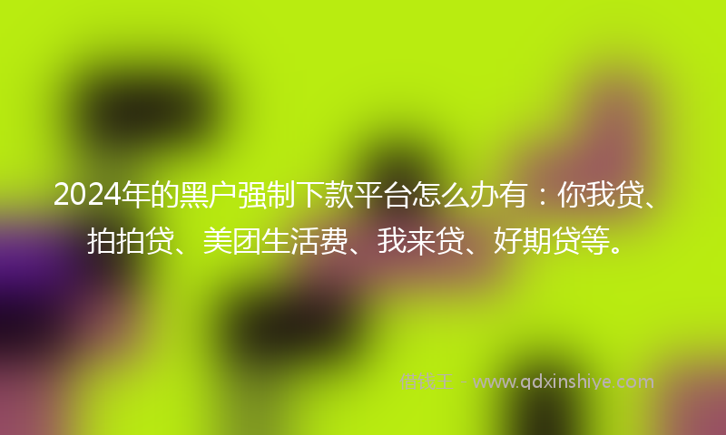 2024年的黑户强制下款平台怎么办有：你我贷、拍拍贷、美团生活费、我来贷、好期贷等。