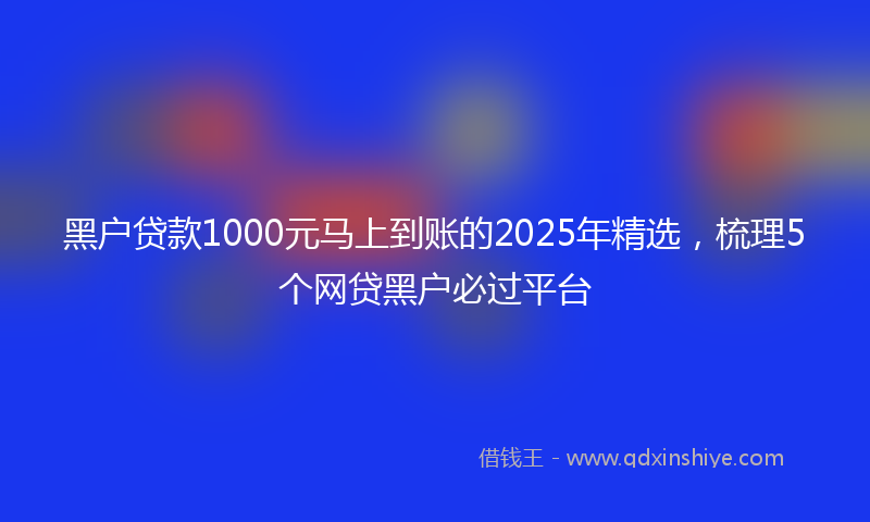 黑户贷款1000元马上到账的2025年精选，梳理5个网贷黑户必过平台
