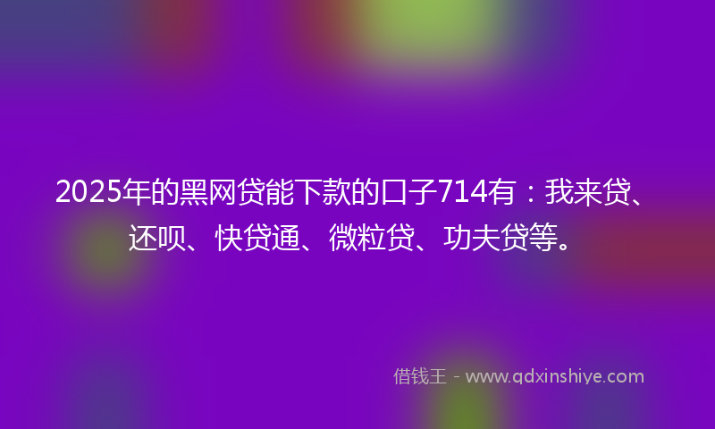 2025年的黑网贷能下款的口子714有：我来贷、还呗、快贷通、微粒贷、功夫贷等。