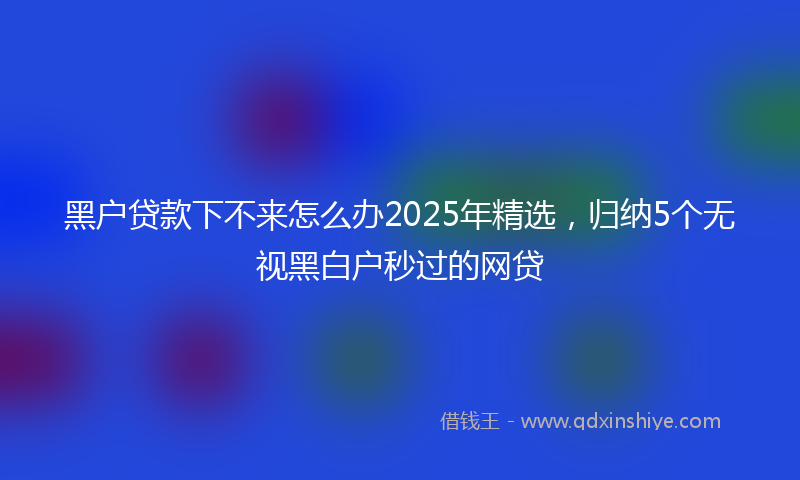 黑户贷款下不来怎么办2025年精选，归纳5个无视黑白户秒过的网贷