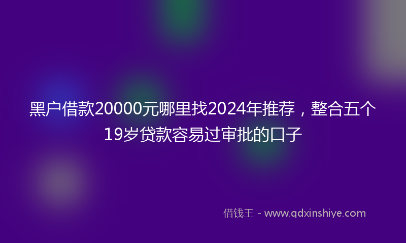黑户借款20000元哪里找2024年推荐，整合五个19岁贷款容易过审批的口子