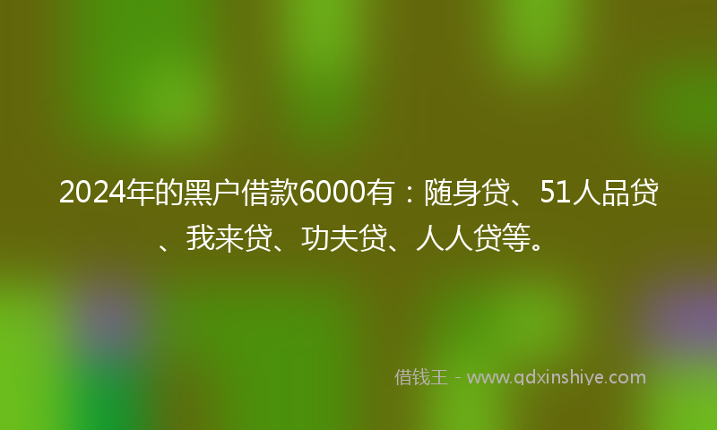 2024年的黑户借款6000有：随身贷、51人品贷、我来贷、功夫贷、人人贷等。