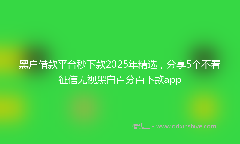 黑户借款平台秒下款2025年精选，分享5个不看征信无视黑白百分百下款app