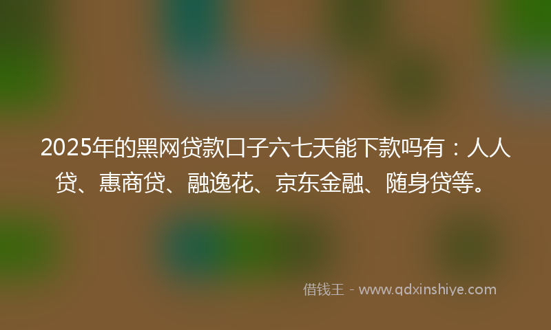 2025年的黑网贷款口子六七天能下款吗有：人人贷、惠商贷、融逸花、京东金融、随身贷等。