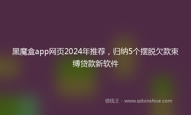 黑魔盒app网页2024年推荐，归纳5个摆脱欠款束缚贷款新软件