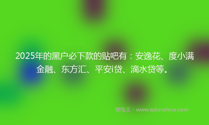 2025年的黑户必下款的贴吧有：安逸花、度小满金融、东方汇、平安i贷、滴水贷等。