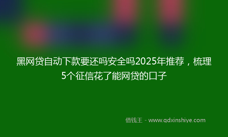 黑网贷自动下款要还吗安全吗2025年推荐，梳理5个征信花了能网贷的口子