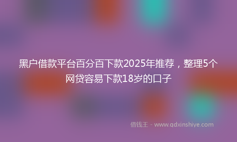 黑户借款平台百分百下款2025年推荐，整理5个网贷容易下款18岁的口子