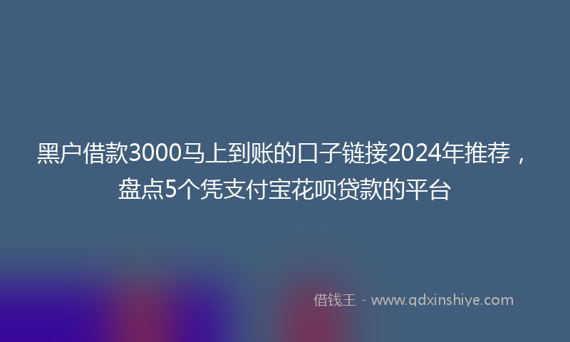 黑户借款3000马上到账的口子链接2024年推荐，盘点5个凭支付宝花呗贷款的平台