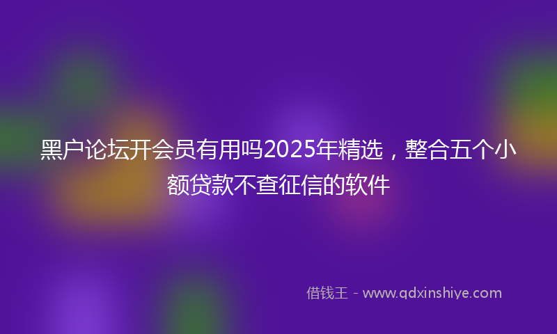 黑户论坛开会员有用吗2025年精选，整合五个小额贷款不查征信的软件