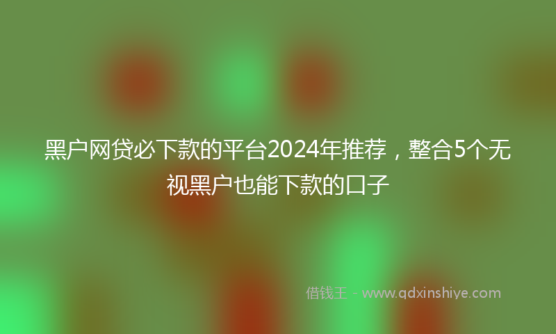 黑户网贷必下款的平台2024年推荐，整合5个无视黑户也能下款的口子