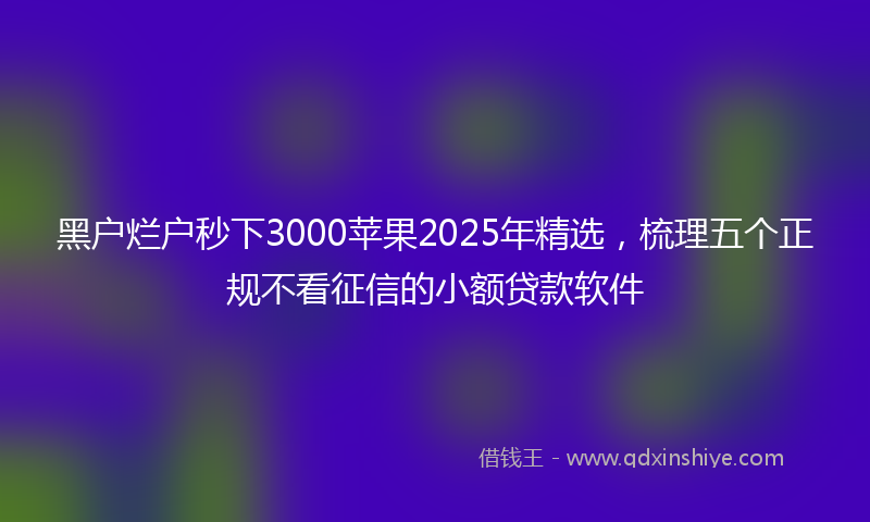 黑户烂户秒下3000苹果2025年精选，梳理五个正规不看征信的小额贷款软件