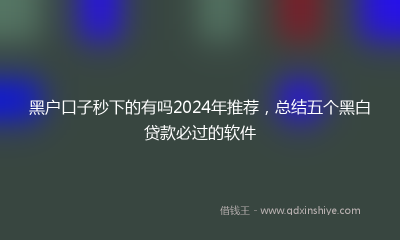 黑户口子秒下的有吗2024年推荐，总结五个黑白贷款必过的软件