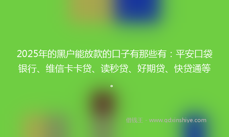 2025年的黑户能放款的口子有那些有：平安口袋银行、维信卡卡贷、读秒贷、好期贷、快贷通等。