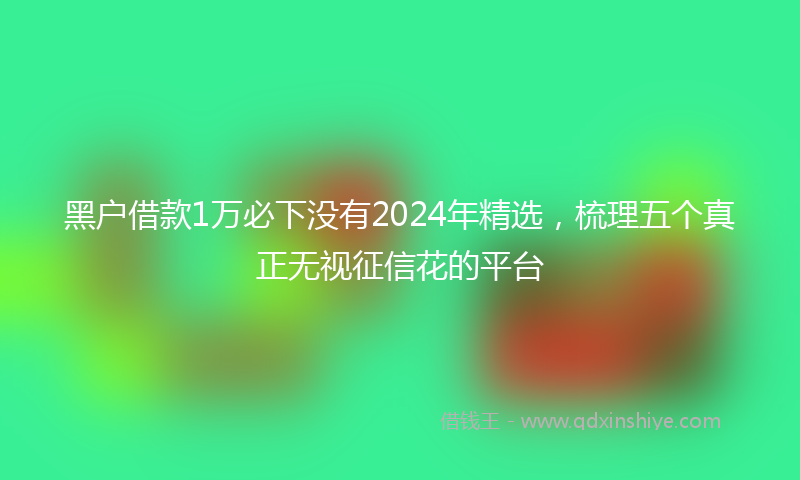 黑户借款1万必下没有2024年精选，梳理五个真正无视征信花的平台